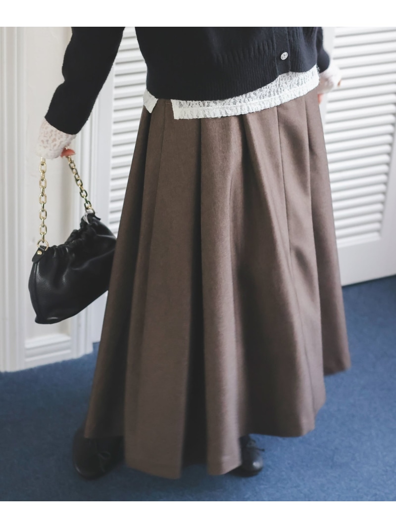 【SALE／30%OFF】ハイウエストフレアロングスカート le.coeur blanc ルクールブラン スコート ロング・マキシスコート 赤銅色 薄墨色【RBA_E】【貨物輸送無料】[ Fashion]