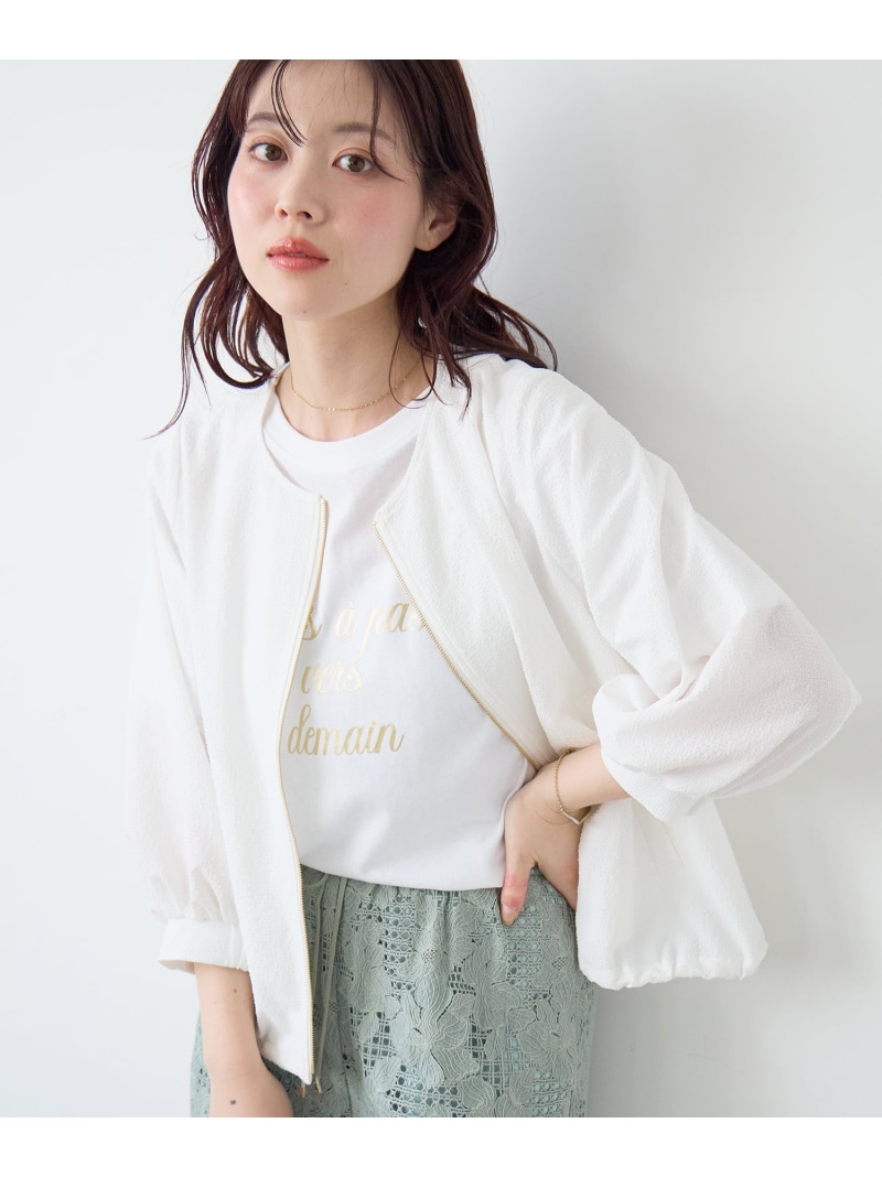 カラミタンブラータックスリーブブルゾン le.coeur blanc ルクールブラン ジャケット・アウター ブルゾン・ジャンパー ベージュ ホワイト ブラック【送料無料】[ Fashion]