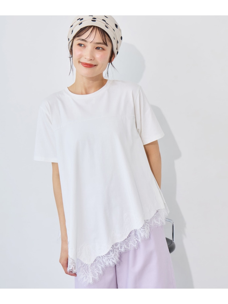 裾レースイレヘムカットソー le.coeur blanc ルクールブラン トップス カットソー・プルオーバー 黒いこと 白いこと【貨物輸送無料】[ Fashion]