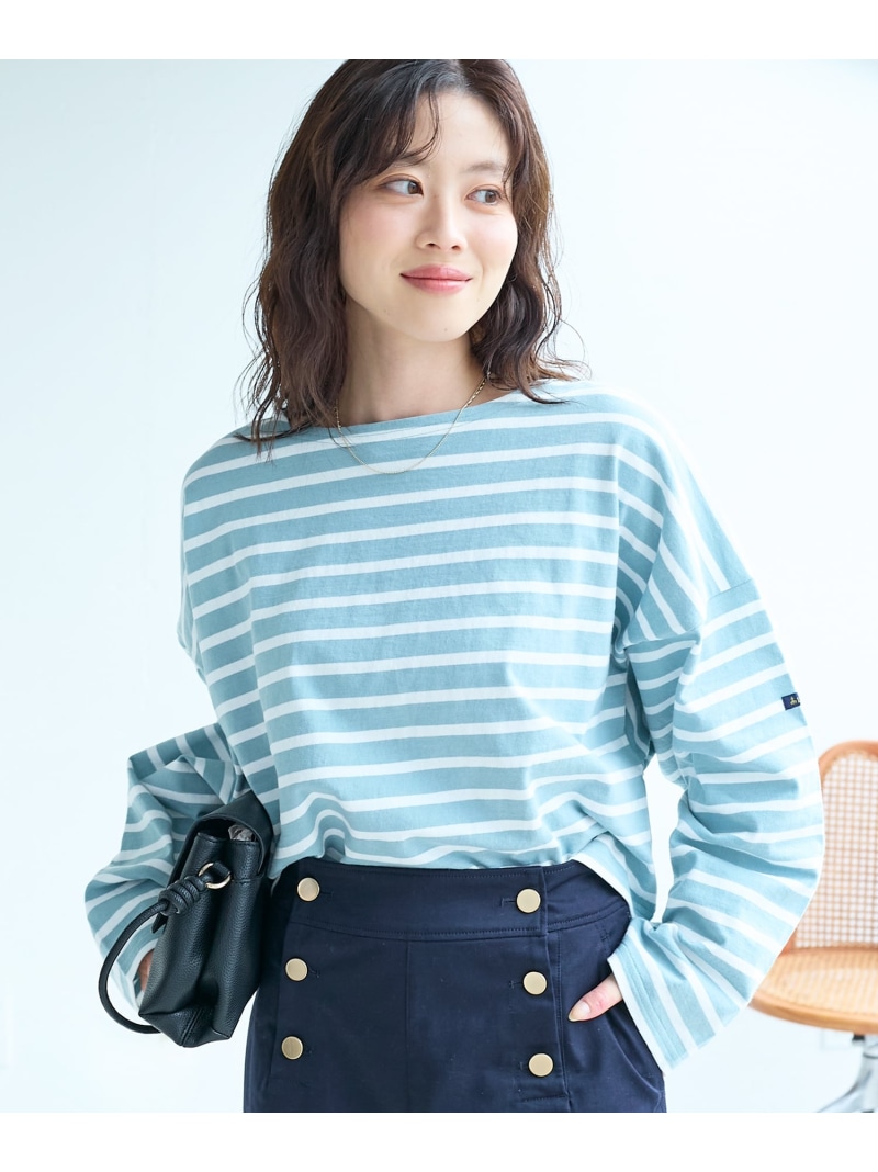 ルミノア ボーダーショートカットソー le.coeur blanc ルクールブラン トップス カットソー・Tシャツ ホワイト ベージュ ブルー ネイビー【送料無料】[ Fashion]