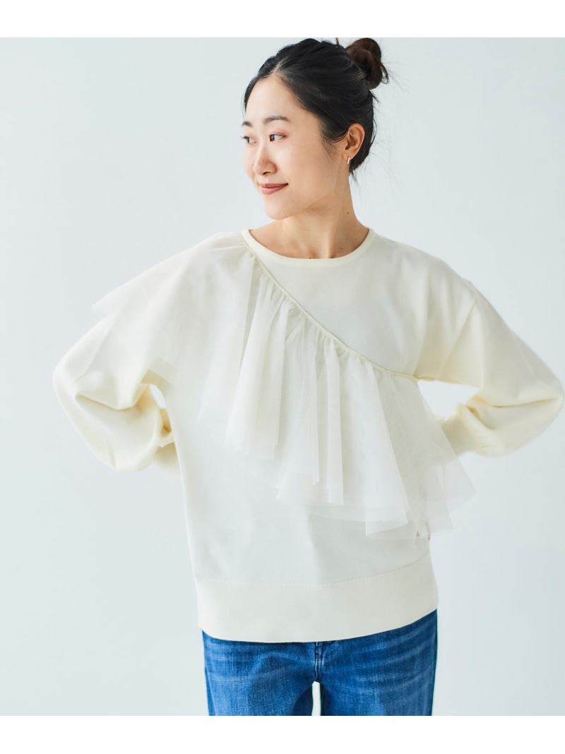 【SALE／30%OFF】＜WEB限定アイテム＞チュールケープ付き2wayニット le.coeur blanc ルクールブラン トップス ニット ホワイト グレー ブラック【RBA_E】【送料無料】[ Fashion]｜le.coeur blanc