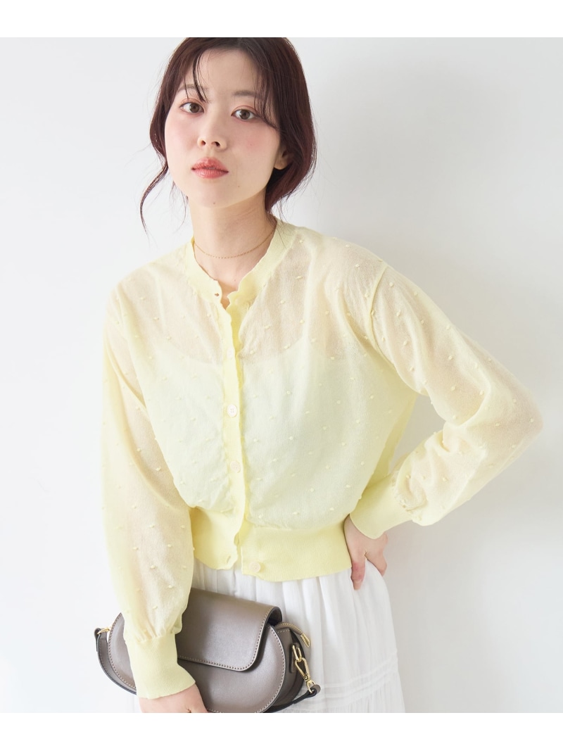 【SALE／10%OFF】シアードットクルーカーディガン le.coeur blanc ルクールブラン トップス カーディガン ブラック イエロー ホワイト【RBA_E】【送料無料】[ Fashion]