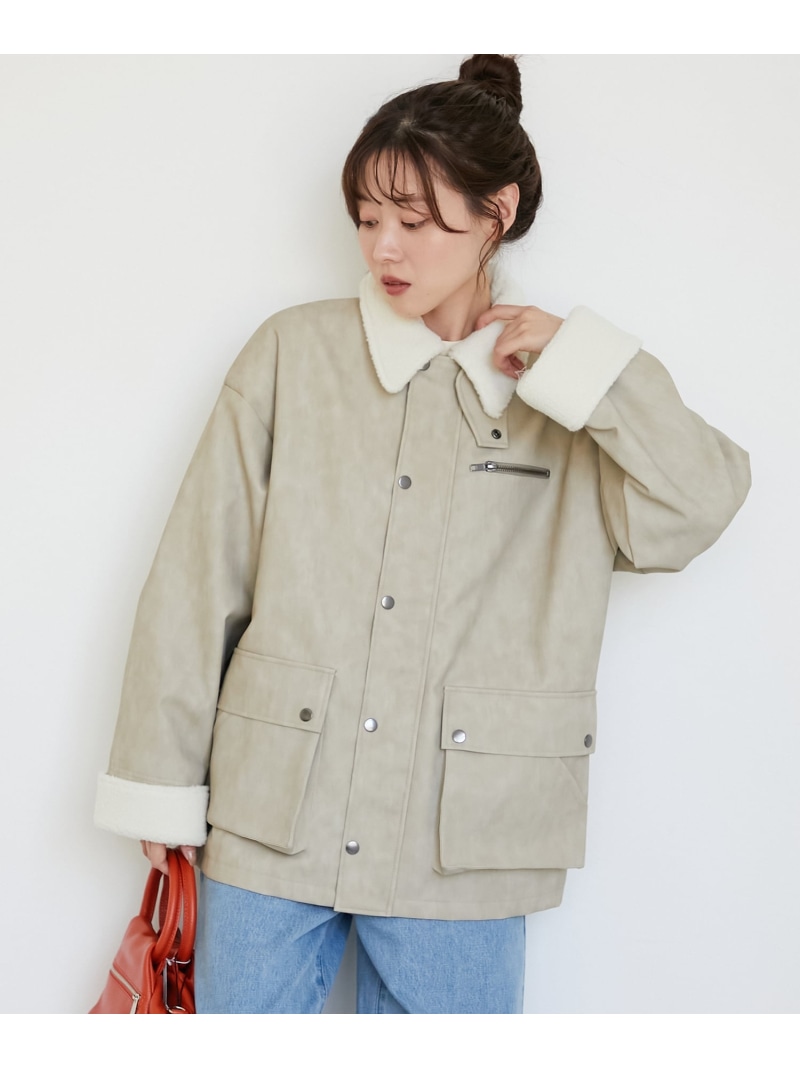 【SALE／30%OFF】《WEB限定アイテム》ヴィンテージライクボアカラーブルゾン le.coeur blanc ルクールブラン ジャケット・アウター ブルゾン・ジャンパー ブラック ベージュ ブラウン【RBA_E】【送料無料】[ Fashion]
