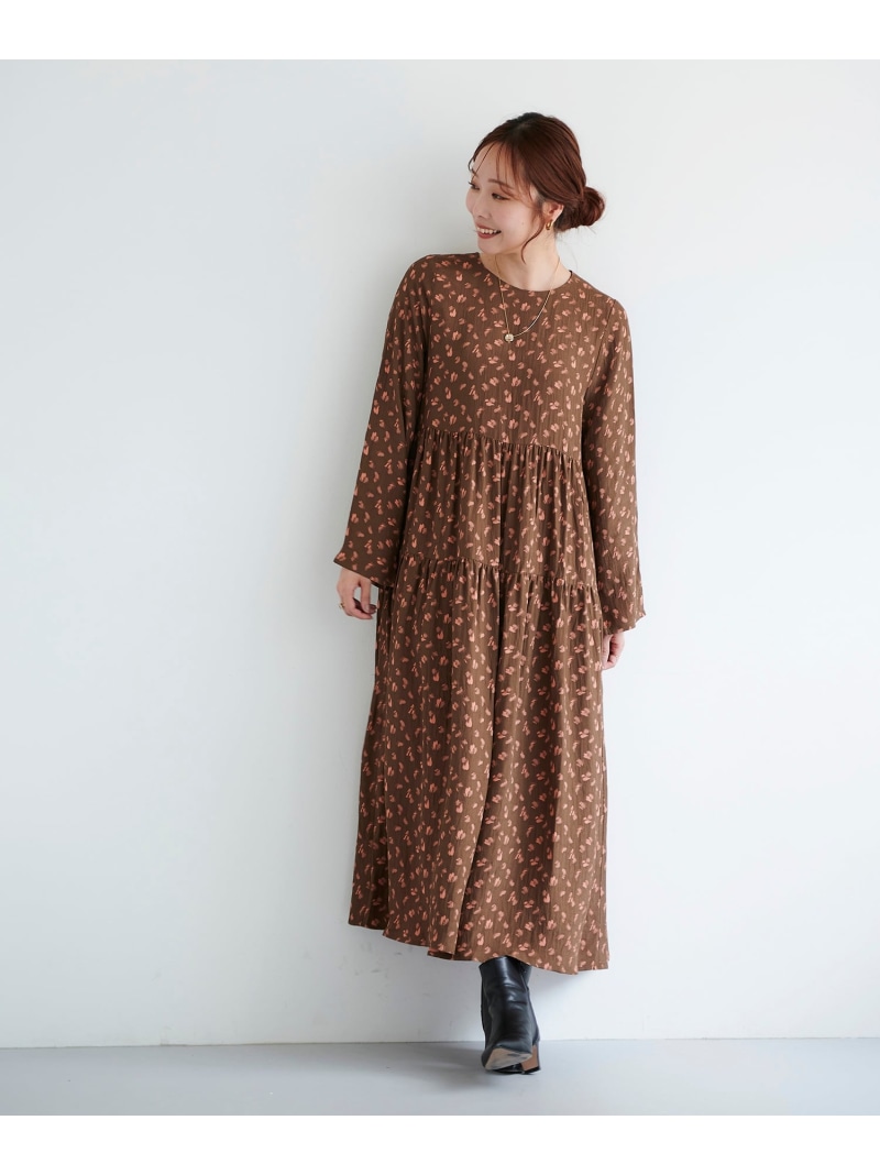 【SALE／50%OFF】フラワージャガードティアードワンピース le.coeur blanc ルクールブラン ワンピース・ドレス ワンピース ブラック ブラウン【RBA_E】【送料無料】[ Fashion]｜le.coeur blanc