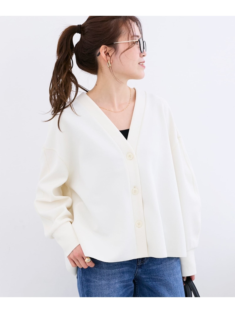 カットジョーゼットカーデ le.coeur blanc ルクールブラン トップス カーディガン ホワイト ネイビー グレー【送料無料】[ Fashion]