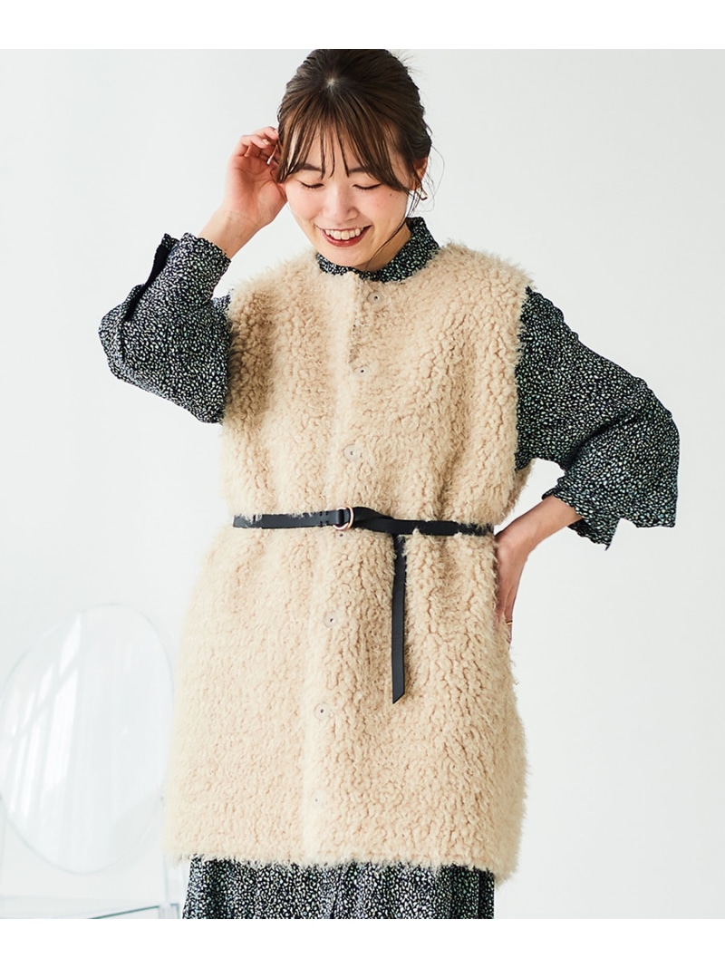【SALE／20%OFF】TORRAZZO DONNAエコムートン&times;ボア2wayベスト le.coeur blanc ルクールブラン ジャケット・アウター その他のジャケット・アウター ブラウン ベージュ【RBA_E】【送料無料】[ Fashion]｜le.coeur blanc