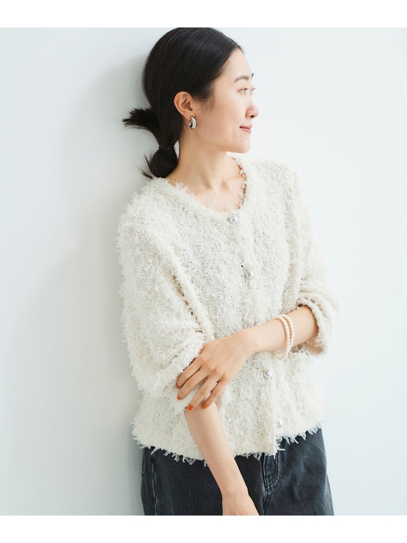 【SALE／20%OFF】TORRAZZO DONNAファンシーヤーンジャケット le.coeur blanc ルクールブラン ジャケット・アウター その他のジャケット・アウター ホワイト ブラック【RBA_E】【送料無料】[ Fashion]｜le.coeur blanc