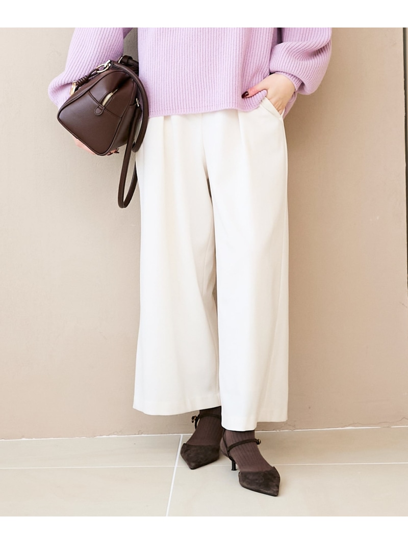 【SALE／30%OFF】ウールライクフロントタックワイドクロップドパンツ le.coeur blanc ルクールブラン パンツ その他のパンツ ブラック ベージュ ホワイト ブラウン【RBA_E】【送料無料】[ Fashion]