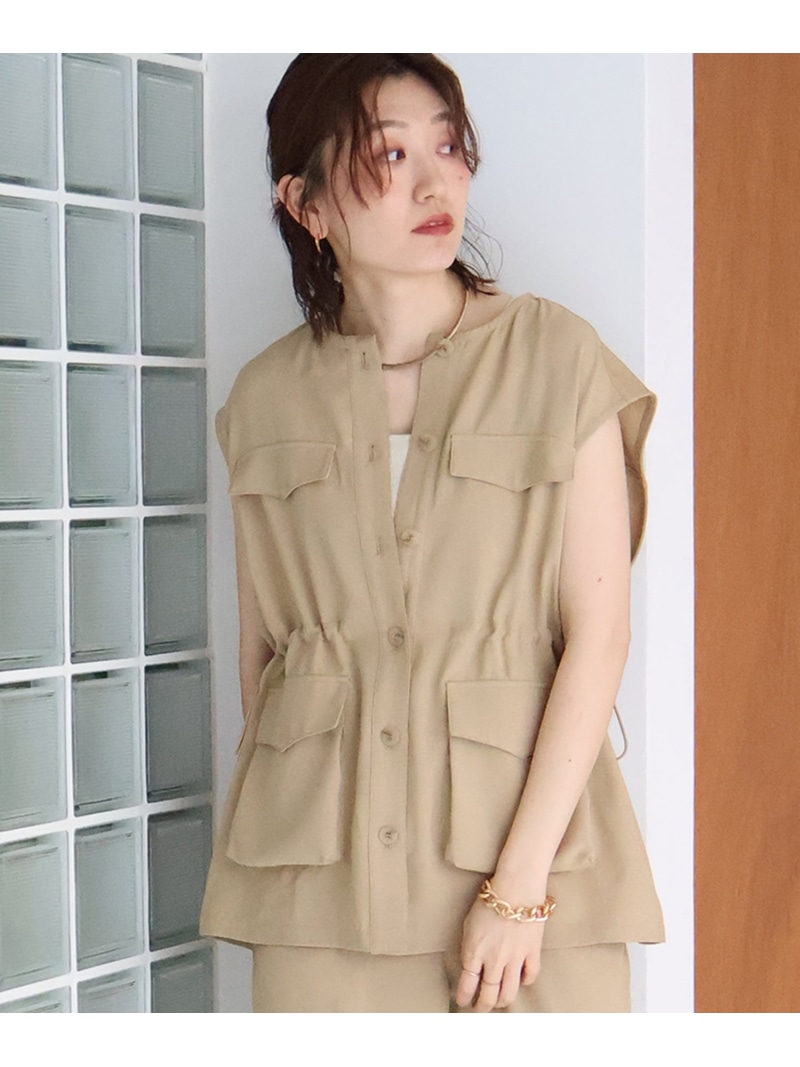 ドロストノーカラージレ le.coeur blanc ルクールブラン ジャケット・アウター 余分の物のジャケット・アウター ベージュ 赤銅色【貨物輸送無料】[ Fashion]