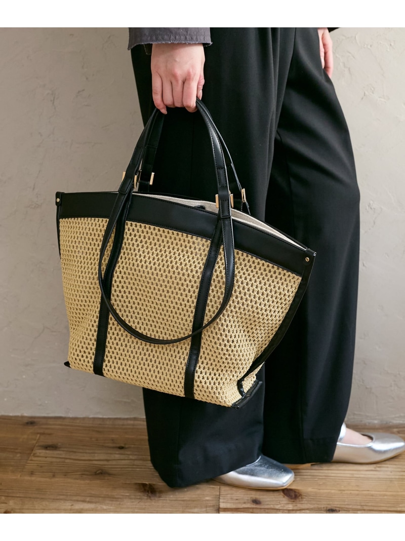 ダブルハンドルメッシュトート le.coeur blanc ルクールブラン 御徒面子 トートバッグ 赤銅色 黒いこと【貨物輸送無料】[ Fashion]