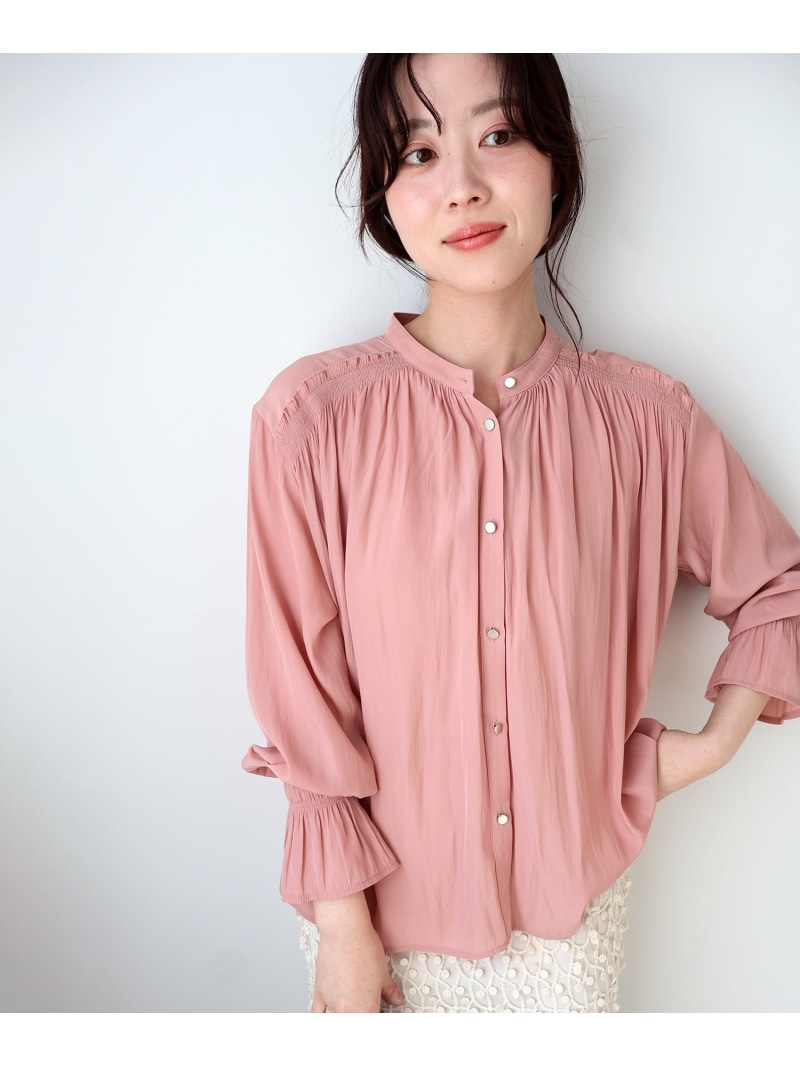 【SALE／35%OFF】パウダーサテンショルダーギャザーブラウス le.coeur blanc ルクールブラン トップス シャツ・ブラウス ピンク ホワイト ネイビー【RBA_E】【送料無料】[ Fashion] 4,633円