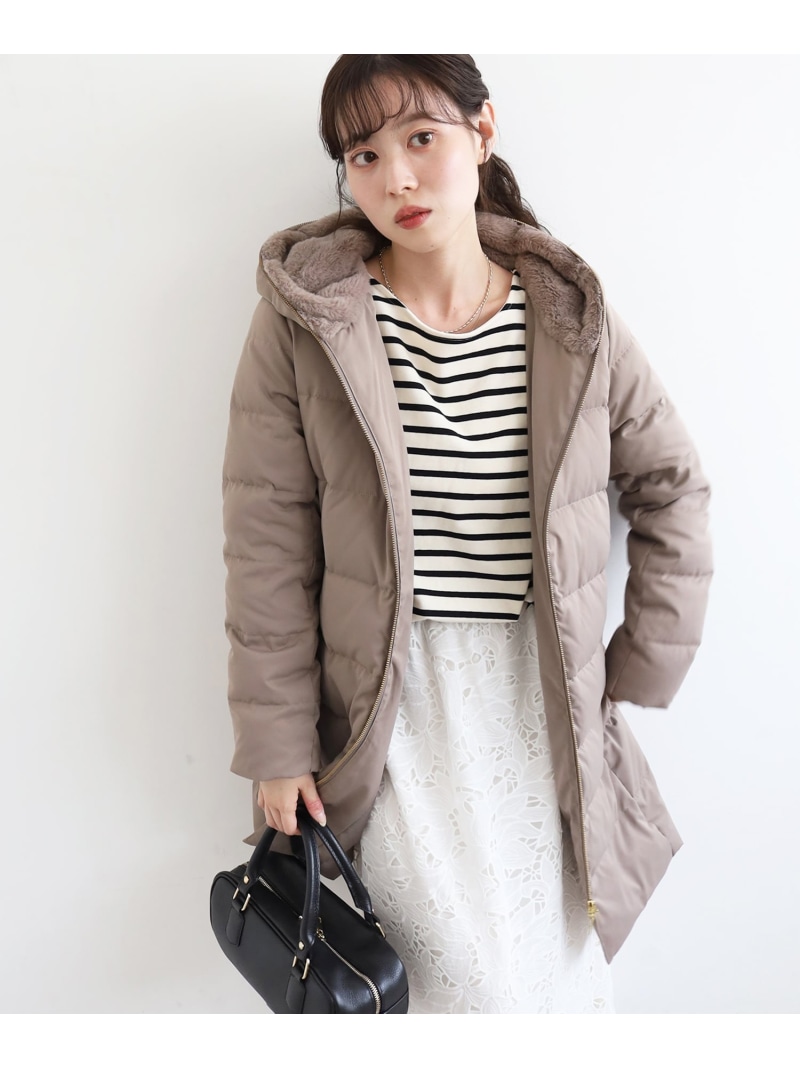 【SALE／20%OFF】ファーフードロングダウン le.coeur blanc ルクールブラン ジャケット・アウター ダウンジャケット・ダウンベスト ネイビー ブラウン グレー ブラック【RBA_E】【送料無料】[ Fashion]｜le.coeur blanc