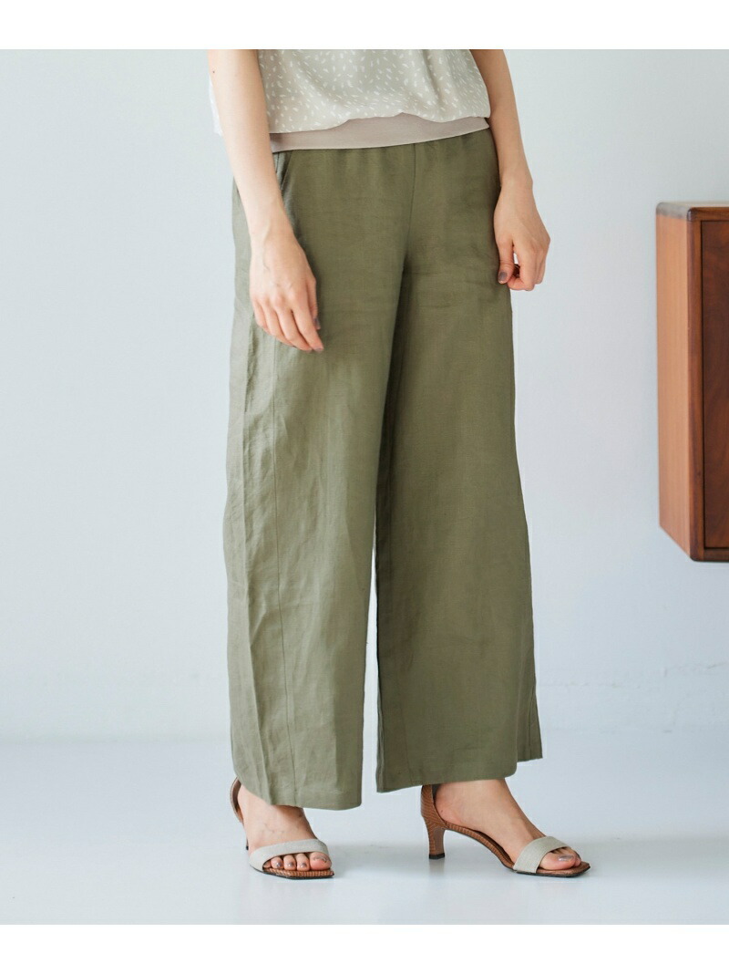 麻ワイドクロップドパンツ Le Coeur ルクールブラン パンツ ジーンズ Blanc