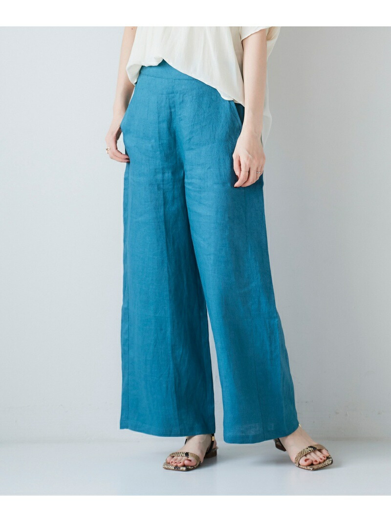 麻ワイドクロップドパンツ Le Coeur ルクールブラン パンツ ジーンズ Blanc