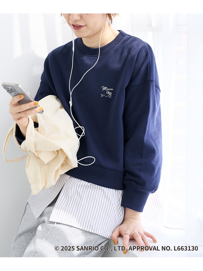 【SALE／30%OFF】【HELLO KITTY】刺繍ドッキングプルオーバー le.coeur blanc ルクールブラン トップス カットソー・Tシャツ グレー ネイビー【RBA_E】【送料無料】[ Fashion]