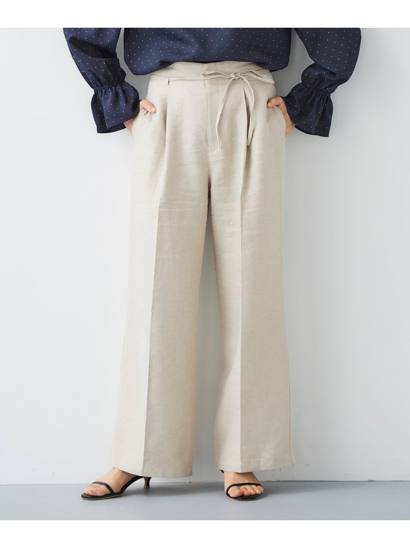 【SALE／20%OFF】Perle Peche ラメウエストリボンパンツ le.coeur blanc ルクールブラン パンツ その他のパンツ ベージュ グレー【RBA_E】【送料無料】[ Fashion]