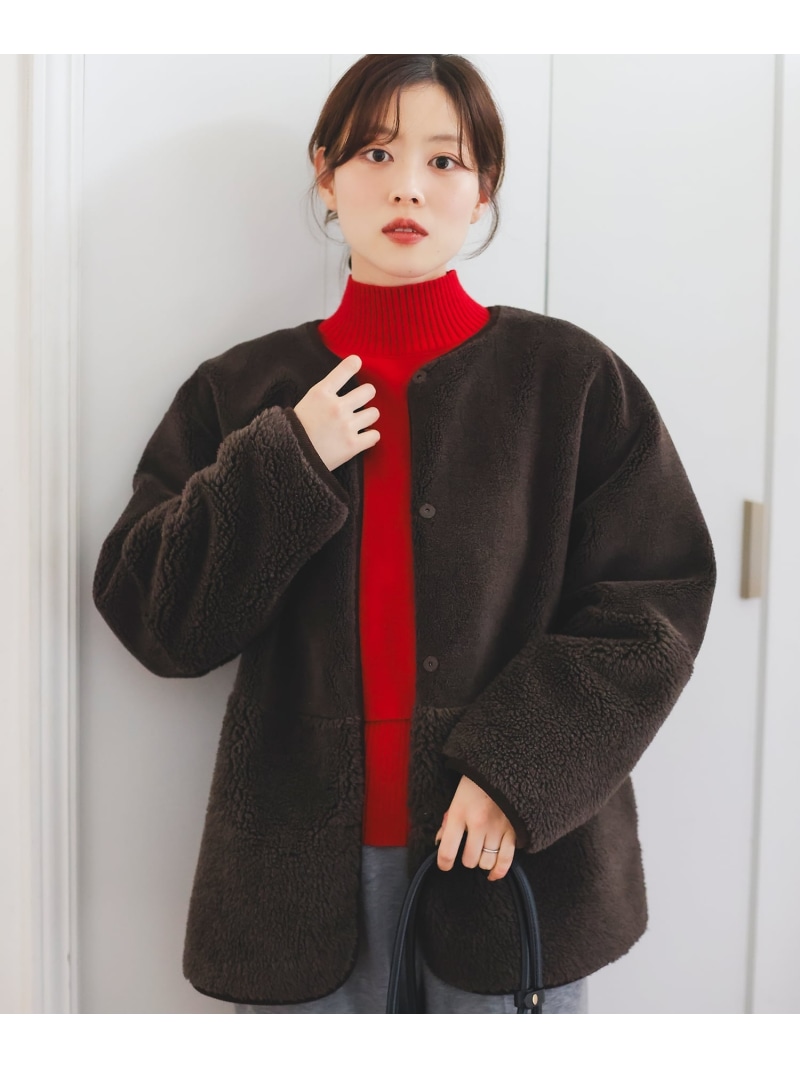 【SALE／30%OFF】リバーシブルフェイクムートンコート le.coeur blanc ルクールブラン ジャケット・アウター ムートンコート ブラウン グレー【RBA_E】【送料無料】[ Fashion] 9,979円