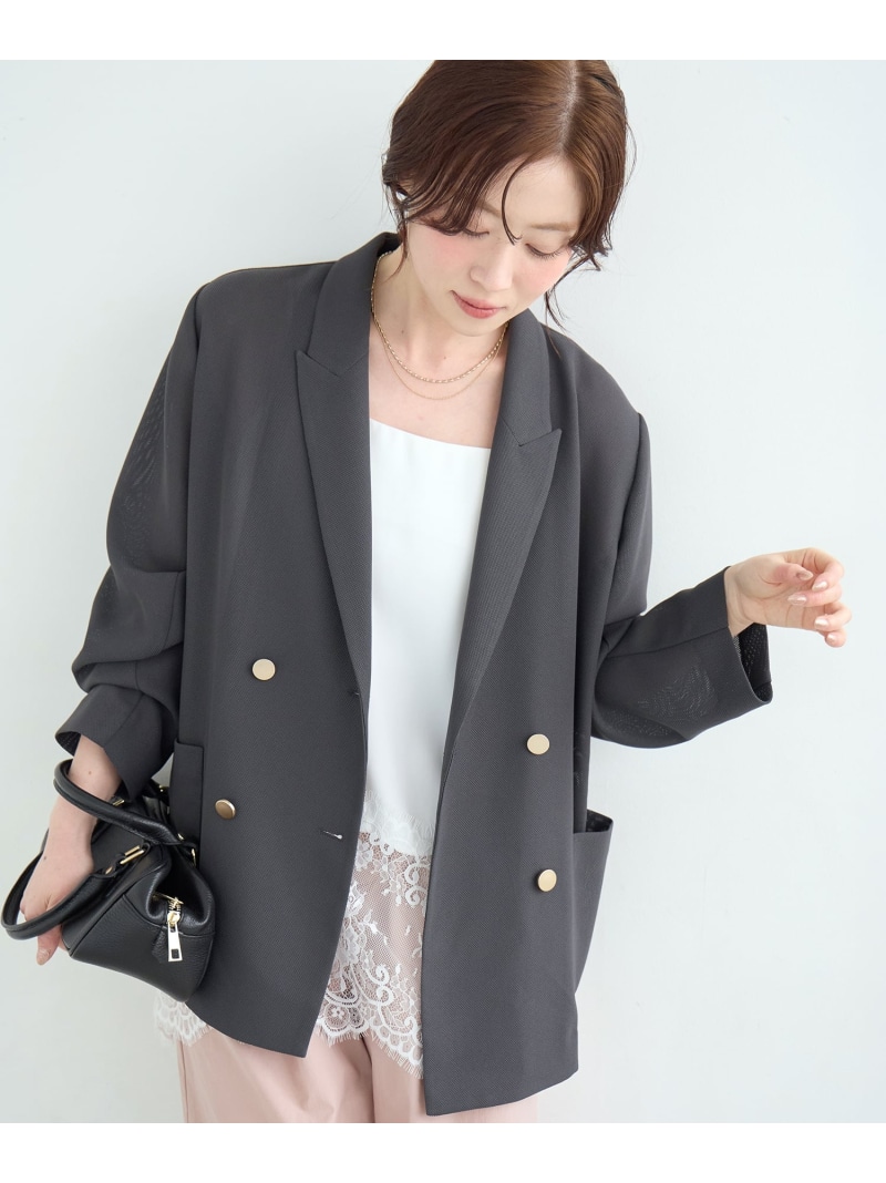 【SALE／15%OFF】≪手洗い可能≫メッシュダブルブレストジャケット le.coeur blanc ルクールブラン ジャケット・アウター その他のジャケット・アウター ベージュ グレー ネイビー【RBA_E】【送料無料】[ Fashion]