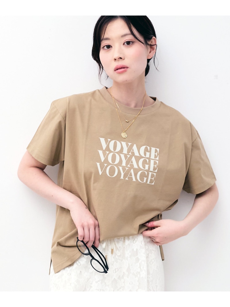 【SALE／10%OFF】VOYAGEフロッキーロゴTシャツ le.coeur blanc ルクールブラン トップス カットソー・Tシャツ ホワイト ベージュ グレー【RBA_E】【送料無料】[ Fashion]