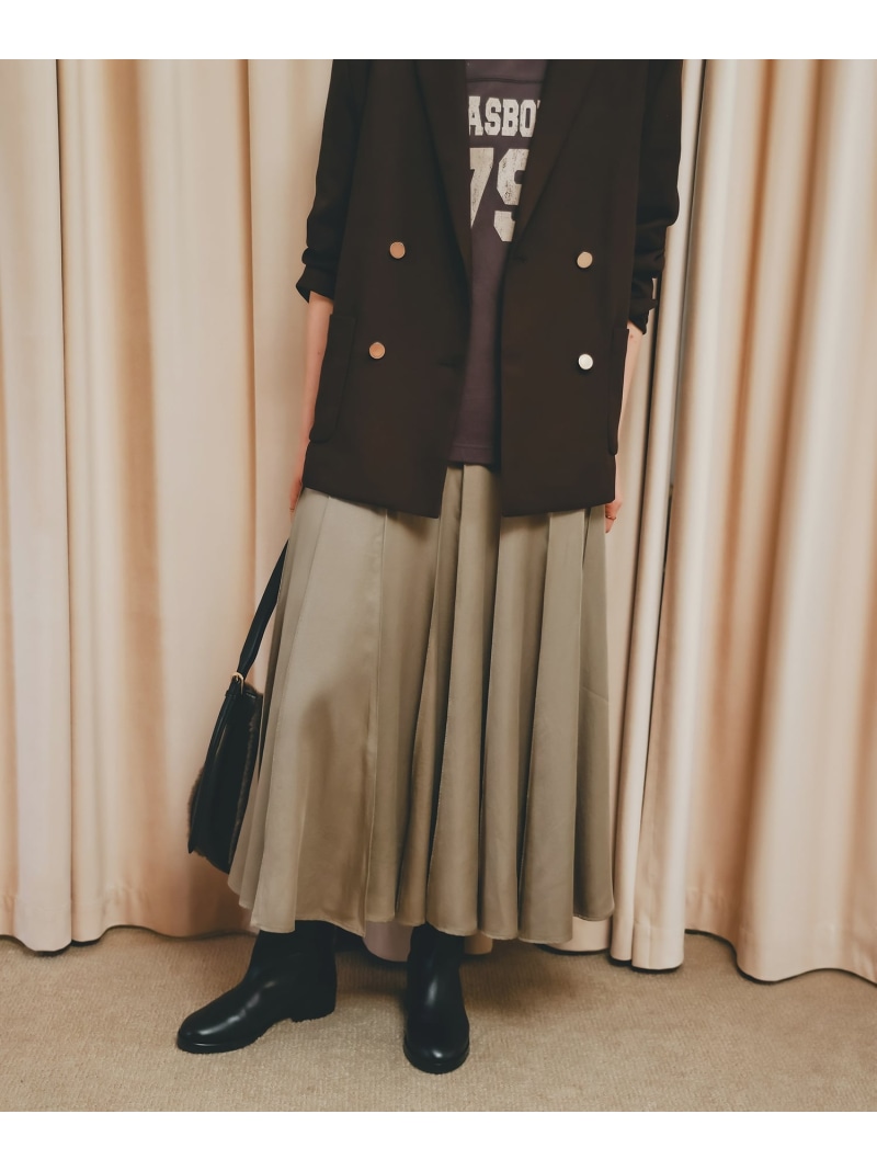 【SALE／46%OFF】《手洗い可能》フィブリルサテンパネルプリーツスカート le.coeur blanc ルクールブラン スカート ロング・マキシスカート ベージュ グレー【RBA_E】【送料無料】[ Fashion]