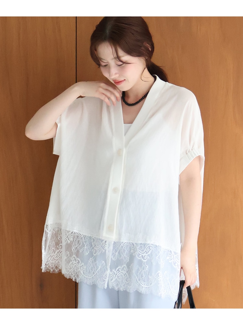ヘムレースドルマンシャツカーデ le.coeur blanc ルクールブラン トップス プルオーバー・トップ 白いこと 黒いこと 黄色【貨物輸送無料】[ Fashion]