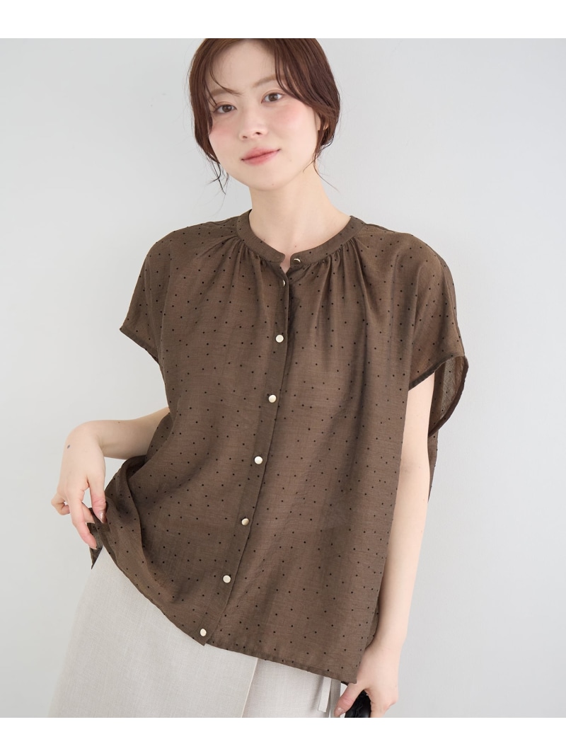 【手洗い可】ドットギャザー2WAYブラウス le.coeur blanc ルクールブラン トップス シャツ・ブラウス ブラウン ベージュ【先行予約】*【送料無料】[ Fashion]
