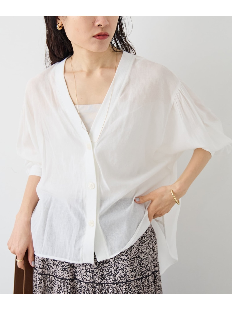 【SALE／10%OFF】シアーシャツカーデ le.coeur blanc ルクールブラン トップス シャツ・ブラウス オレンジ ブラック ホワイト【RBA_E】【送料無料】[ Fashion]