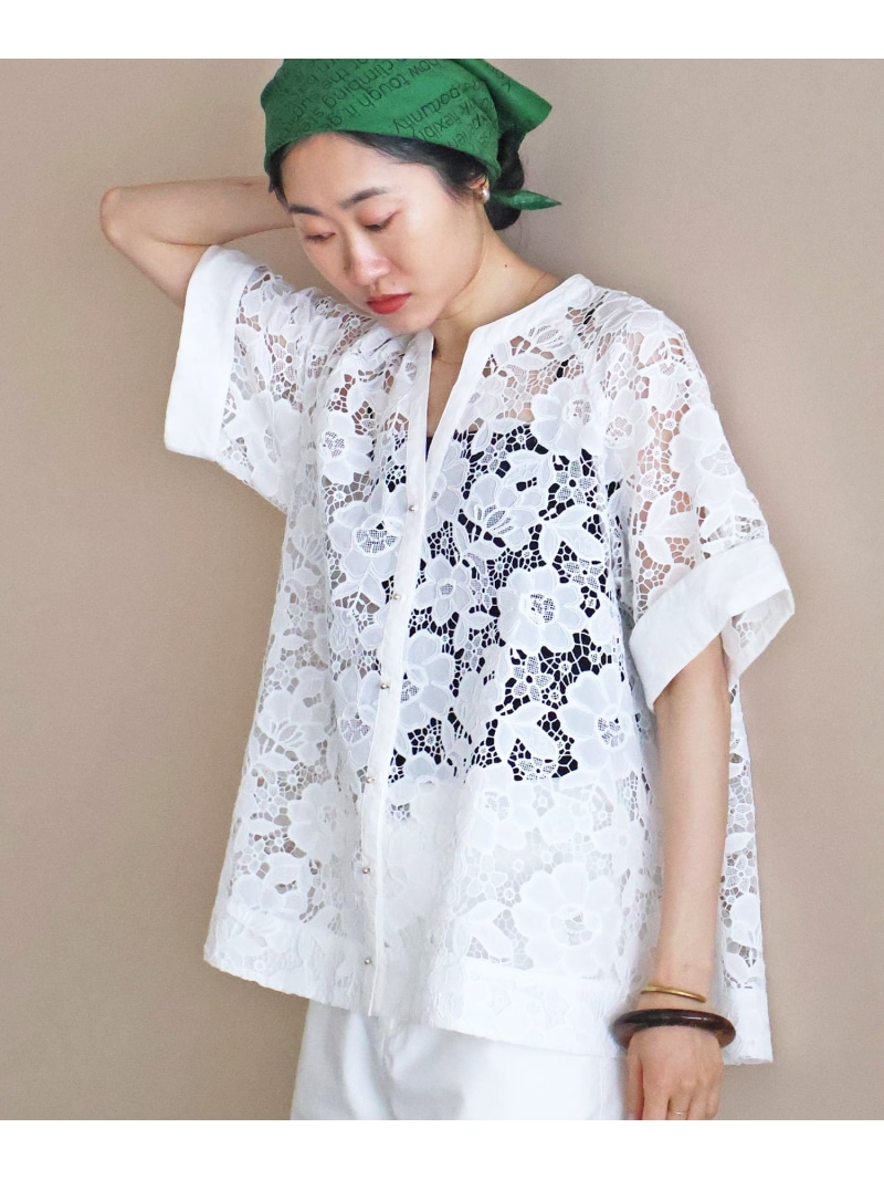 【SALE／10%OFF】TORRAZZO DONNA別注スキッパーレースブラウス le.coeur blanc ルクールブラン トップス シャツ・ブラウス ホワイト ブラック【RBA_E】【送料無料】[ Fashion]｜le.coeur blanc 10,672円