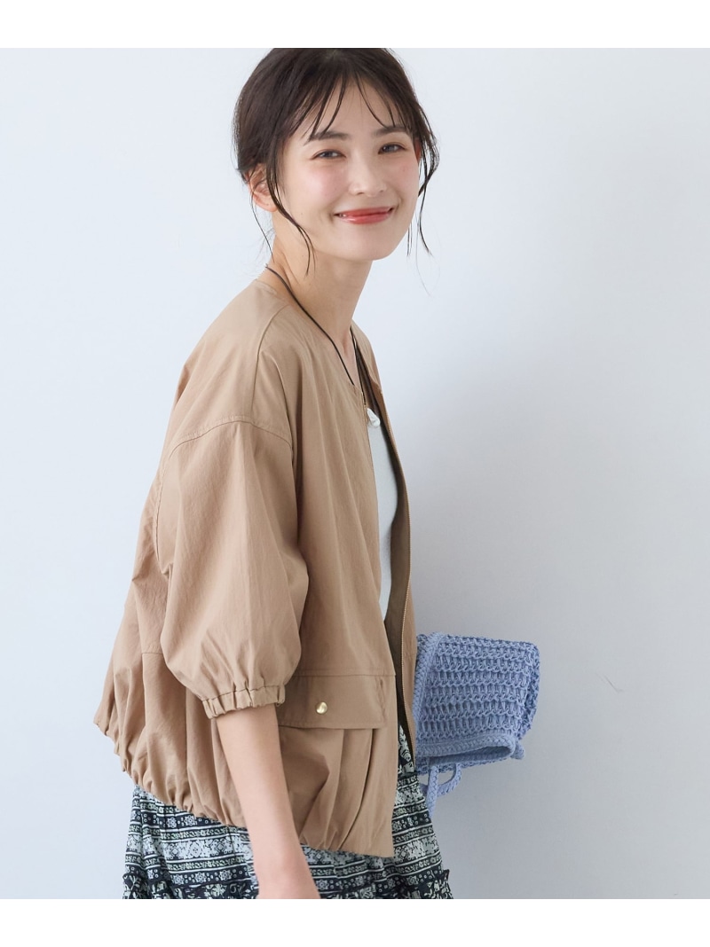 バルーンノーカラーブルゾン le.coeur blanc ルクールブラン ジャケット・アウター 上衣・前掛け 緑であること 赤銅色 黒いこと【貨物輸送無料】[ Fashion]