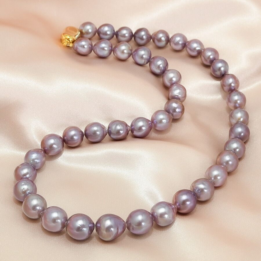 楽天市場】淡水真珠パールネックレス パープルカラー 13-10mm