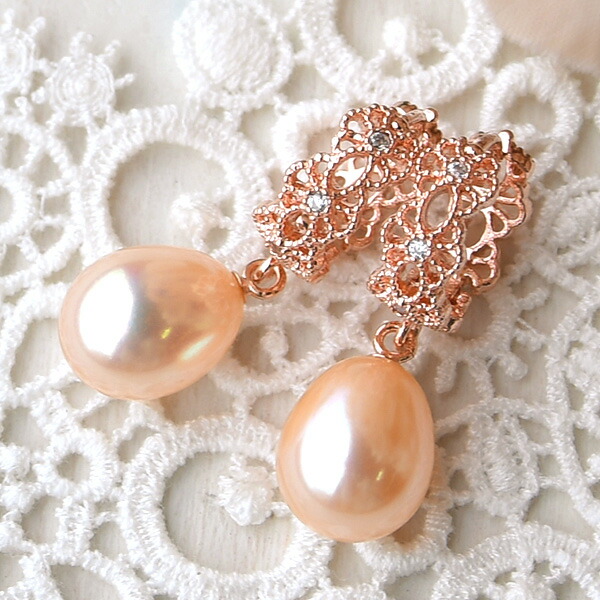 楽天市場】花とハチ ピアス イヤリング ブルー フラワー パール