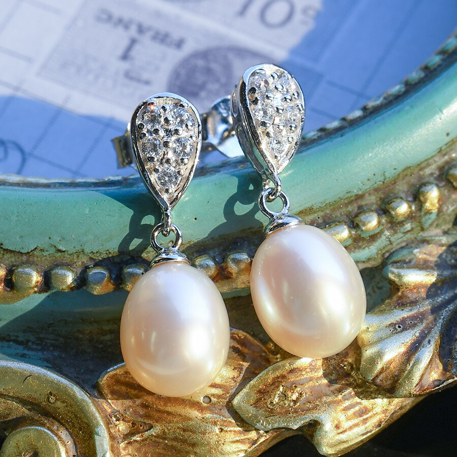 ポメころび◆シトリン×淡水パールピアス✧ツイストドロップカット ドロップパールピアス K14WG 淡水真珠 5mm バロック