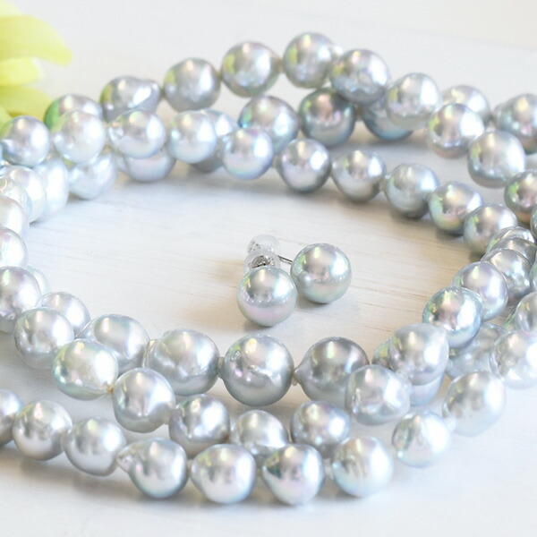 楽天市場】あこや真珠 ナチュラルブルー バロックパール ネックレス