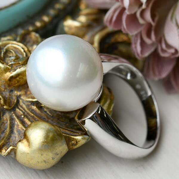 白蝶真珠リング　大珠　18.6ミリ 10.0mm 白蝶真珠（ホワイト系）リング | Moon Label - 大月真珠