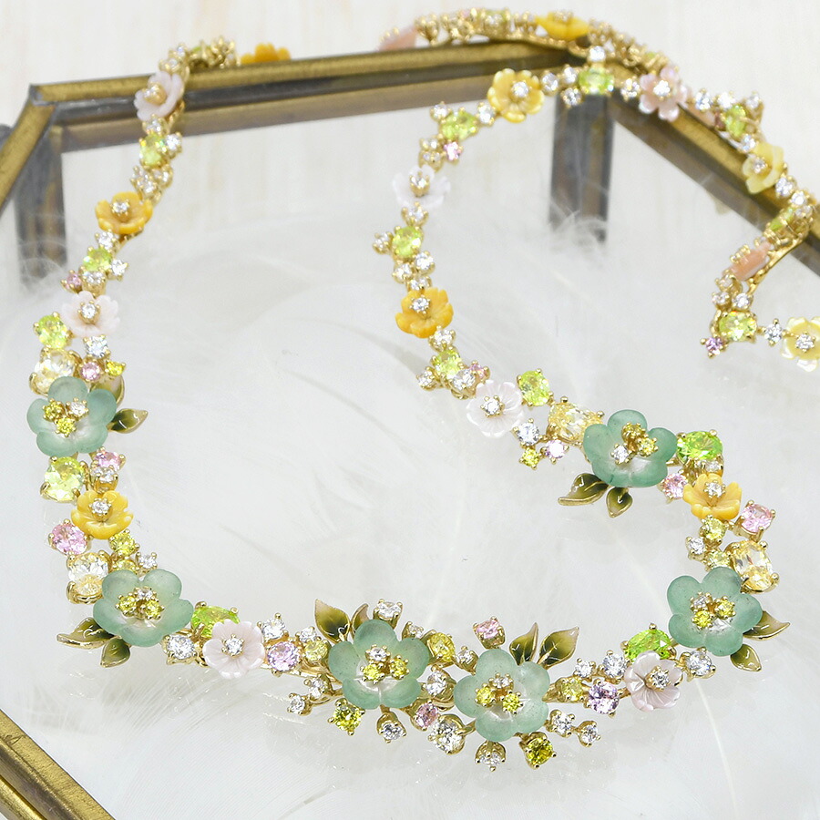 グリーンフラワー スプリングガーデン ネックレス 満開のお花 KA18