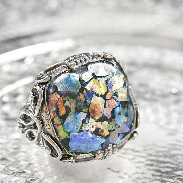 楽天市場】ローマングラス リング 古代ガラスの神秘的な輝き【メール便