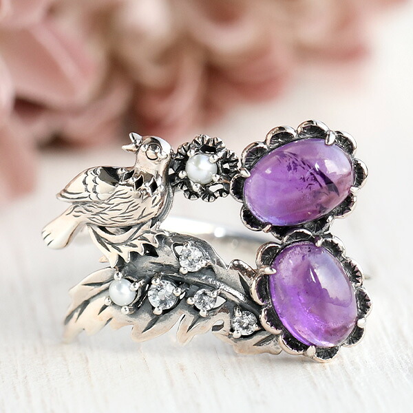 碌山 ウィリアムモリス リスとナイチンゲール アメジスト リング　国内唯一のウイリアム モリスの公式ジュエリー William Morris 405R0020-TY