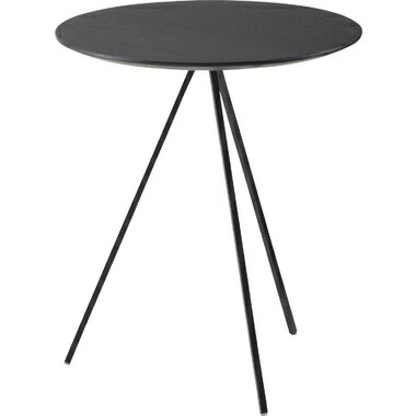 サイドテーブル ソファテーブル ナイトテーブル アイアン 木製 天然木 オーク おしゃれ ラウンド 丸型 3本脚 ブラック