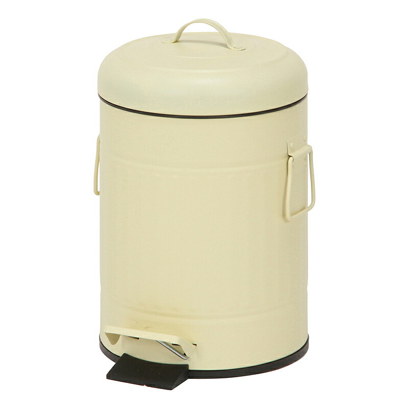 スチール ラウンドペダルペール 5L アイボリ-【×6セット】【34738】