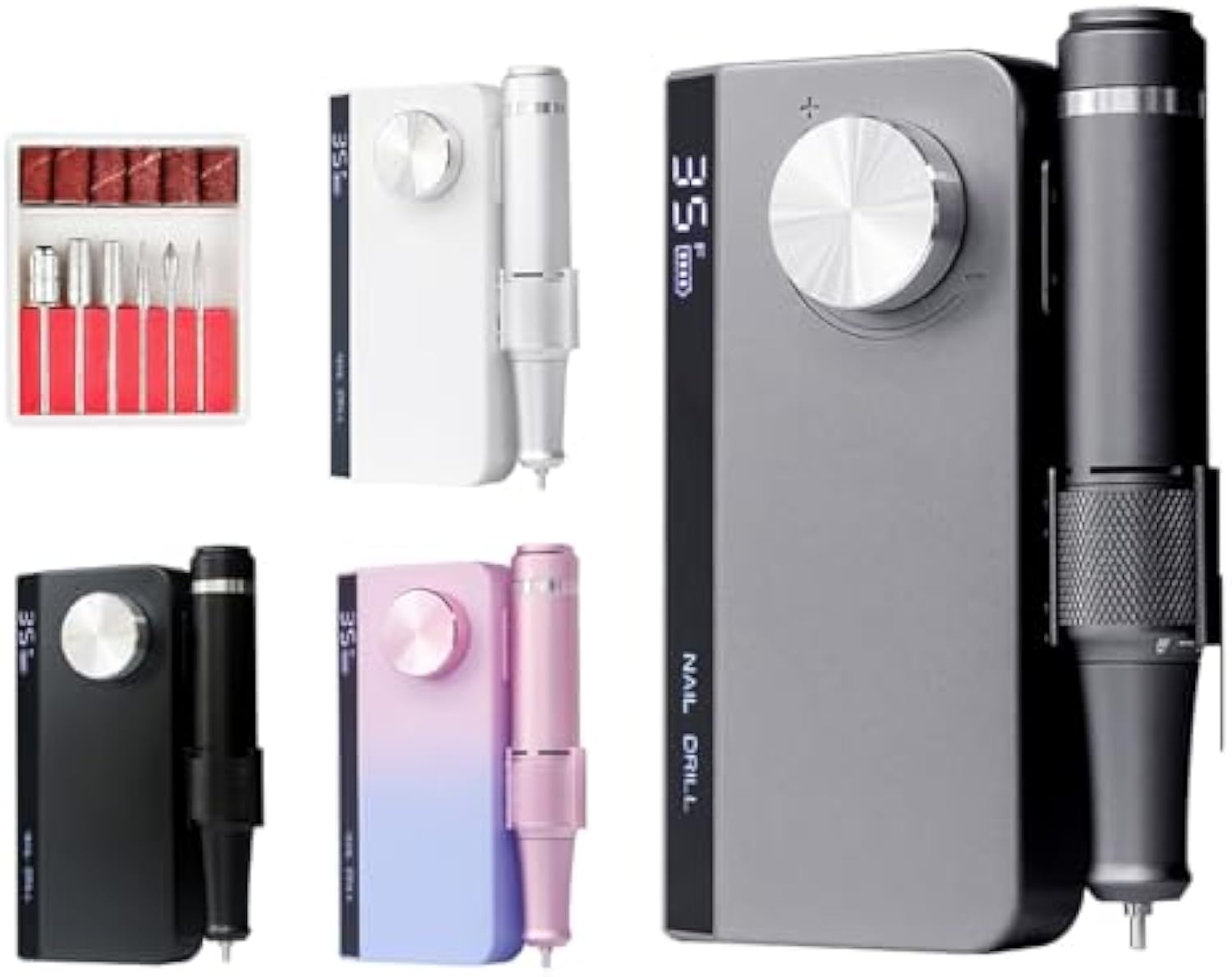 【マラソン限定SALE⇒7400円】新発売　大好評　ネイルマシンオフ 充電式 電動ネイルマシン 35000rpm プロ ネイルマシーン ジェルネイル オフ 正逆回転 無段階変速 ビットセット付 モバイルバッテリー 携帯 コンパクト 角質除去 爪切り 爪磨き 甘皮処理 ネイルマシン