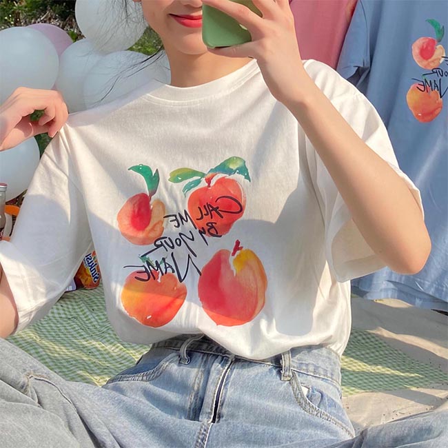 学生 レディース Tシャツ 半袖 薄手 春夏 プリント 桃柄 可愛い カジュアル クルーネック コンフォート ゆったり 体型カバー 快適 楽天市場】【最大10％offクーポン&ポイント2倍】Tシャツ