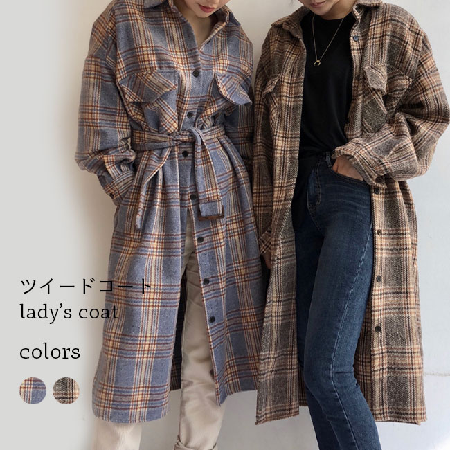 ダブルコート チェック柄 フリンジ付き ライトベージュ 1265-3 Dark Angel 撥水 コート スプリングコート レディース 春