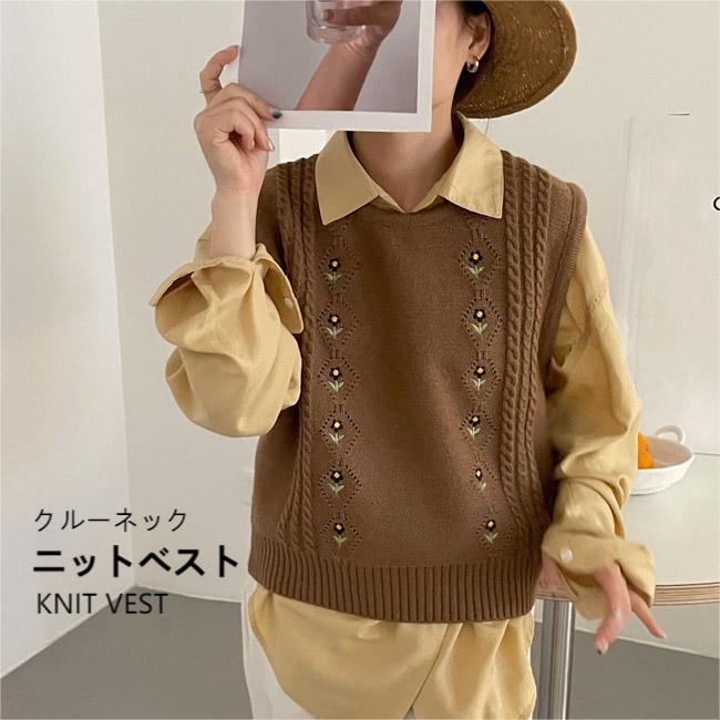 花柄フード付きベストとケーブル編みベスト lbjt11336.jpg