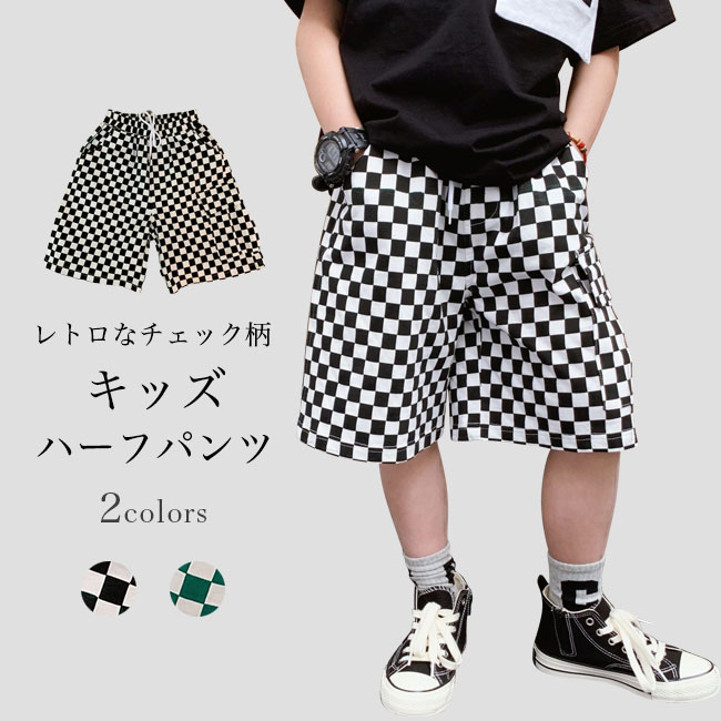 25SS ベージュ チェック柄 ハーフパンツ よくばりストレッチ ツイル 総柄ベイカーハーフパンツ[品番