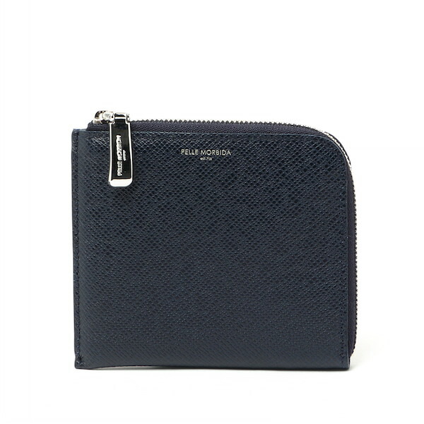 ペッレモルビダ PELLE MORBIDA Barcaシリーズ クロム鞣し型押し レザー ミニウォレット ネイビー ba313-na 100|Legare