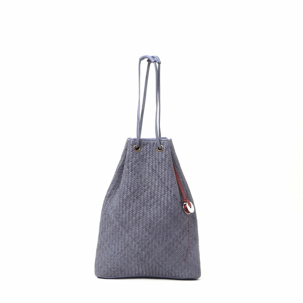 FATTORIA del CUOIO ファットリア デル クオーイオ MIGNON イントレチャート 巾着型 レザーメッシュバッグ ブルー mignon-bu 100