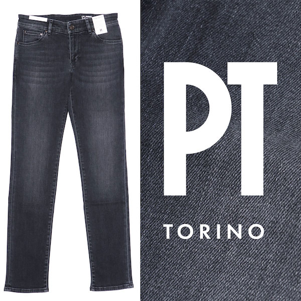 【30%OFF】ピーティートリノ PT TORINO SWING / SUPERSLIM FIT コットン ポリエステル ストレッチ ウォッシュド ブラック デニムパンツ swingca47【返品不可】 100