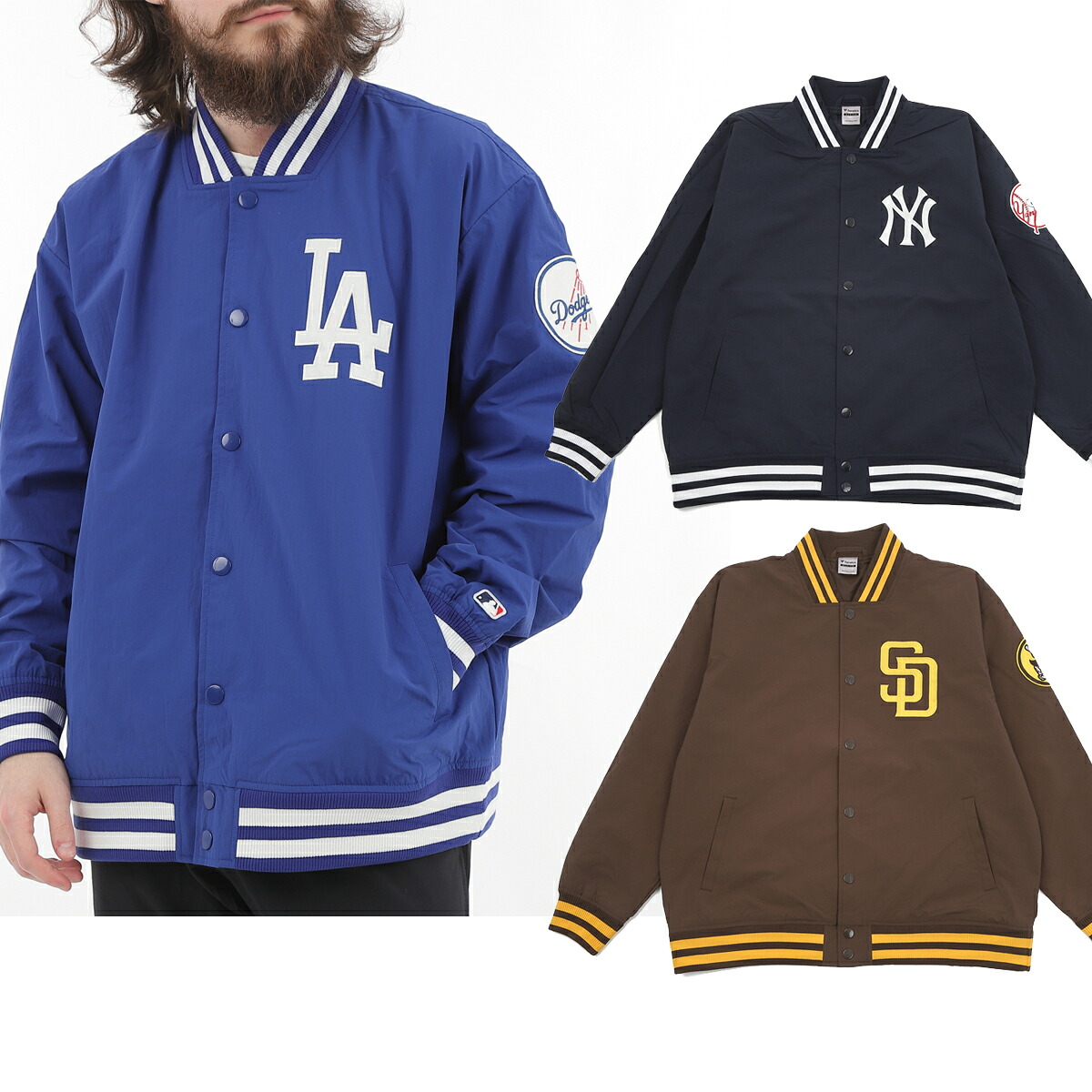 ファナスティクス MLB LOGO NYLON STADIUM JACKETナイロン　スタジアムジャケット 日本正規代理店商品★サイズ交換片道無料無料★スタジャン｜LeicesterSquare