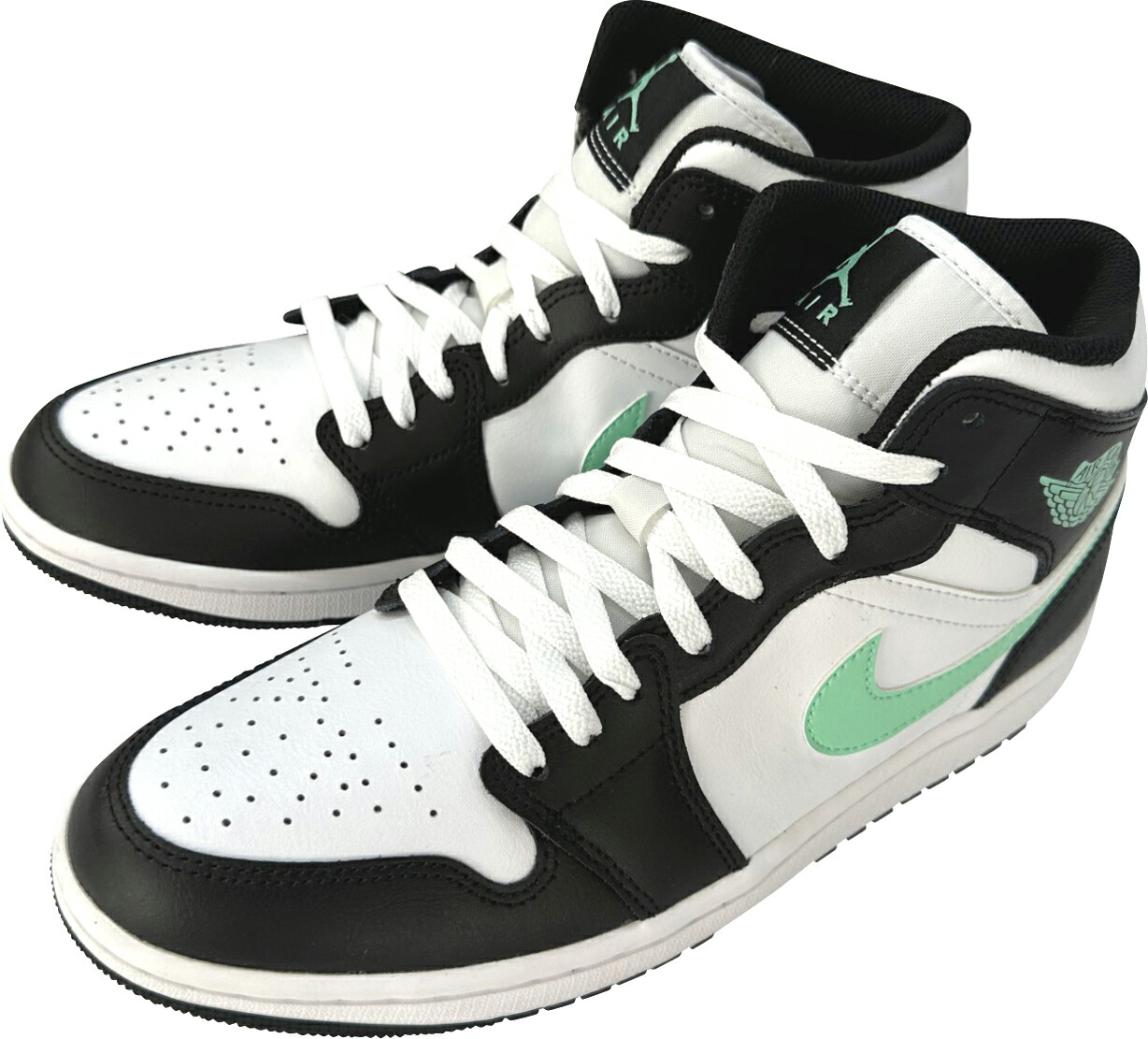 楽天市場】NIKE AIR JORDAN 1 MID WHITE/GREEN GLOW-BLACK