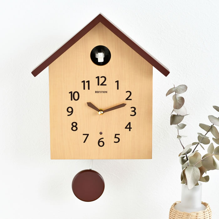 最大58 オフ リズム カッコースタイル 145 振り子時計 鳩時計 おしゃれ カッコー 時計 壁掛け時計 仕掛け クオーツ 薄茶 木目 アナログ 北欧 ふいご式 飾り振子 ナチュラル シンプル かわいい リビング ギフト リズムプラス Fucoa Cl